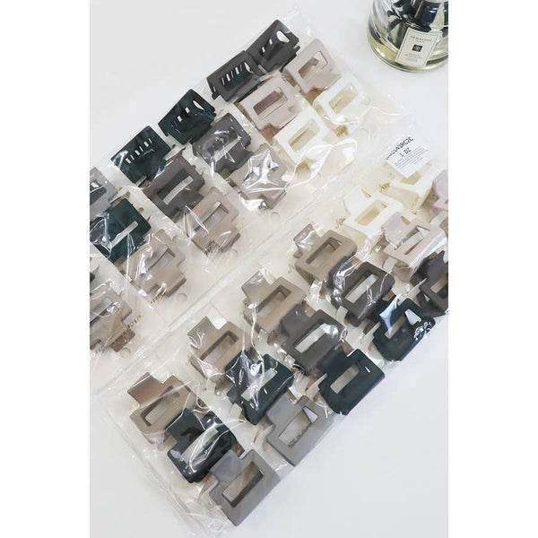3 Pack Of  Neutral Color Mini Rectangle Hair Claw Set