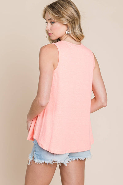 Josie TRIBLEND TANK TOP - NEON CORAL