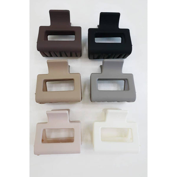 3 Pack Of  Neutral Color Mini Rectangle Hair Claw Set