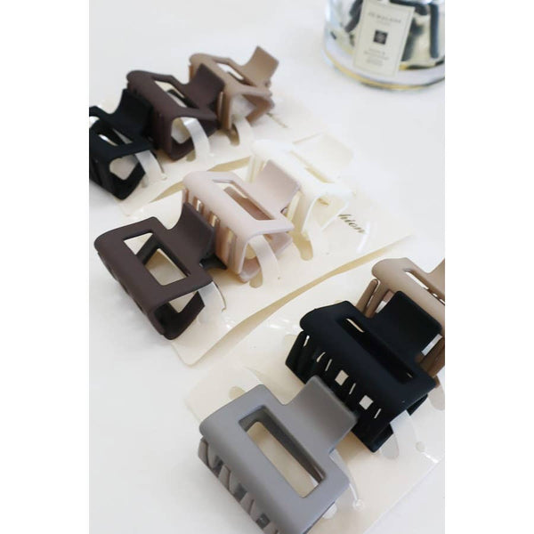 3 Pack Of  Neutral Color Mini Rectangle Hair Claw Set