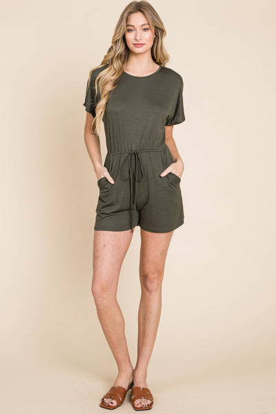 Laney RELAXED SOLID ROMPER: OLIVE