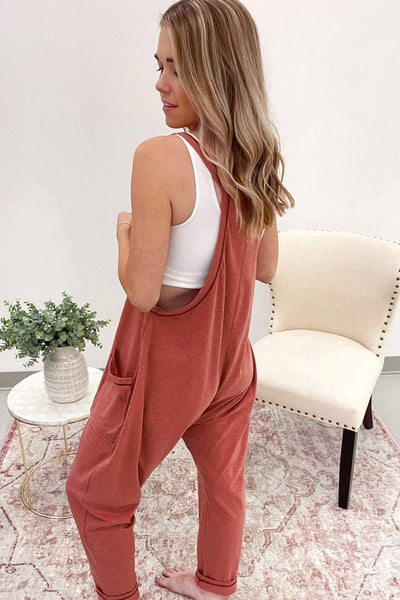 Maci Sleeveless V Neck Jumpsuit: Gold Flame