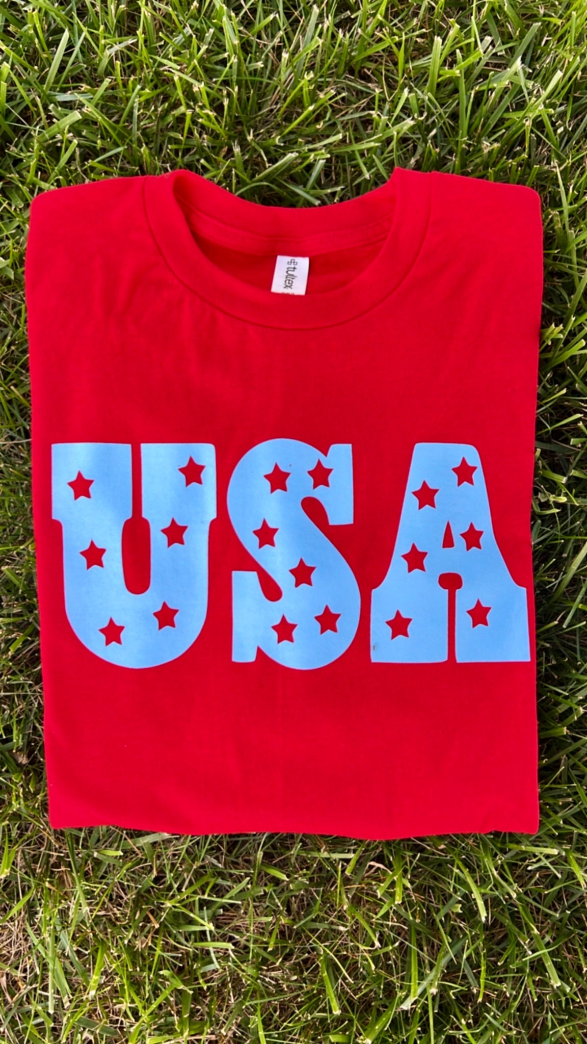 USA Unisex T-Shirt (Baby Blue & Red