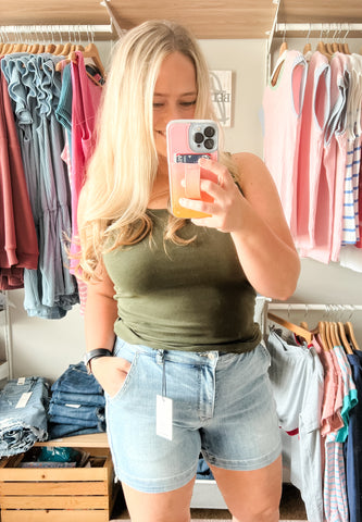 Brylie Judy Blue High Rise Denim Shorts