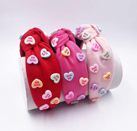 Candy Heart Headband -Hot Pink