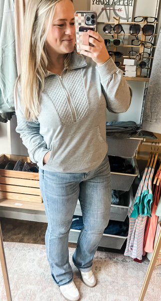 Grey Quilted Pullover