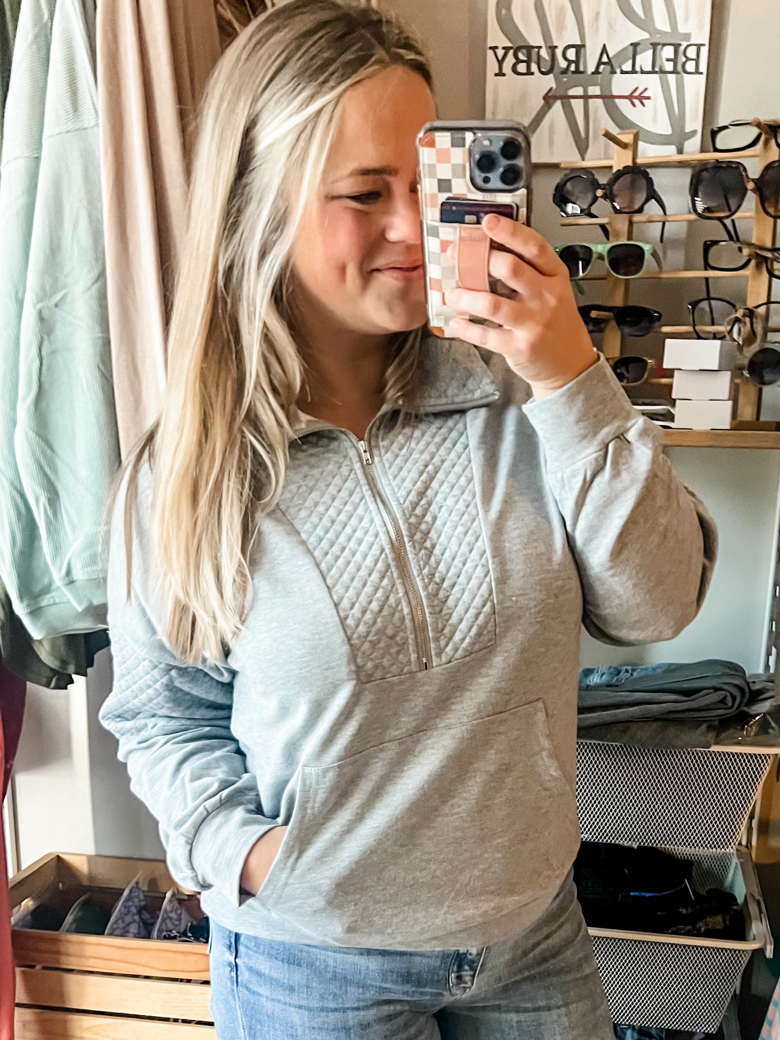 Grey Quilted Pullover