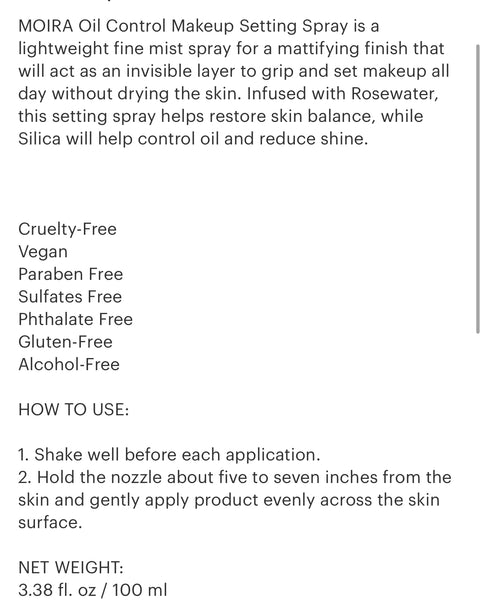 Hydra Priming OR Oil Control Setting Spray