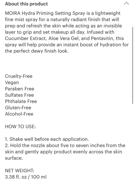 Hydra Priming OR Oil Control Setting Spray