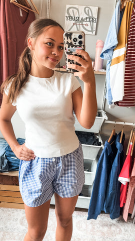 BellaRuby Gingham Boxer Shorts Royal/White