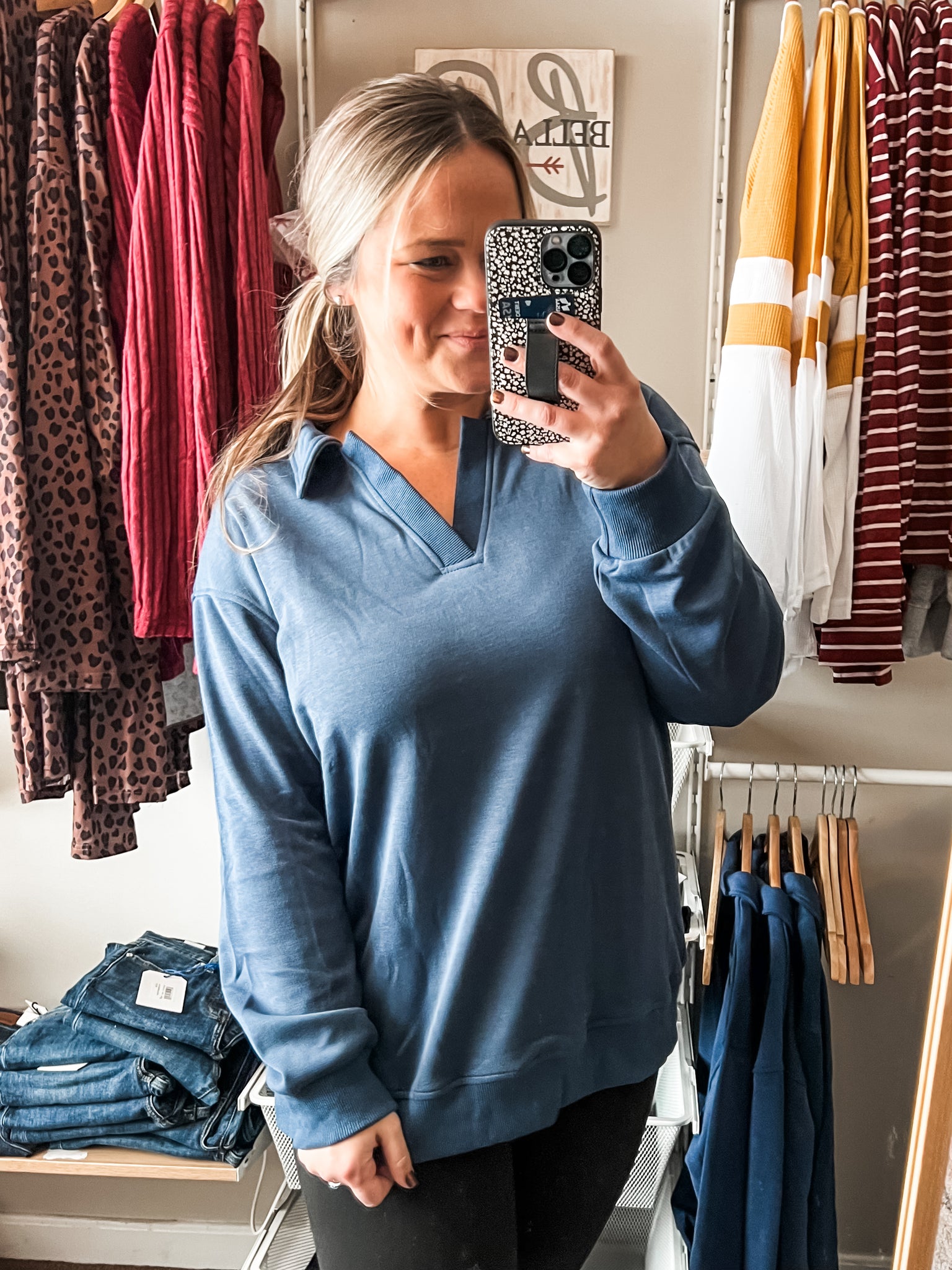 Natalee Open Collar Pullover