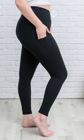 Anchored Leggings FLEECE LINED w/ POCKETS | SOLID BLACK | FULL LENGTH