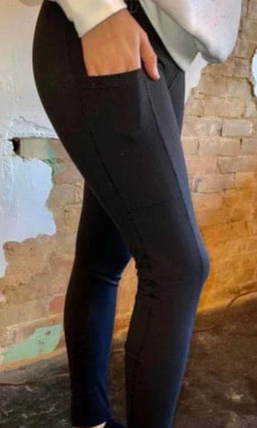 Anchored Leggings COMPRESSION w/ POCKETS | SOLID BLACK | FULL LENGTH