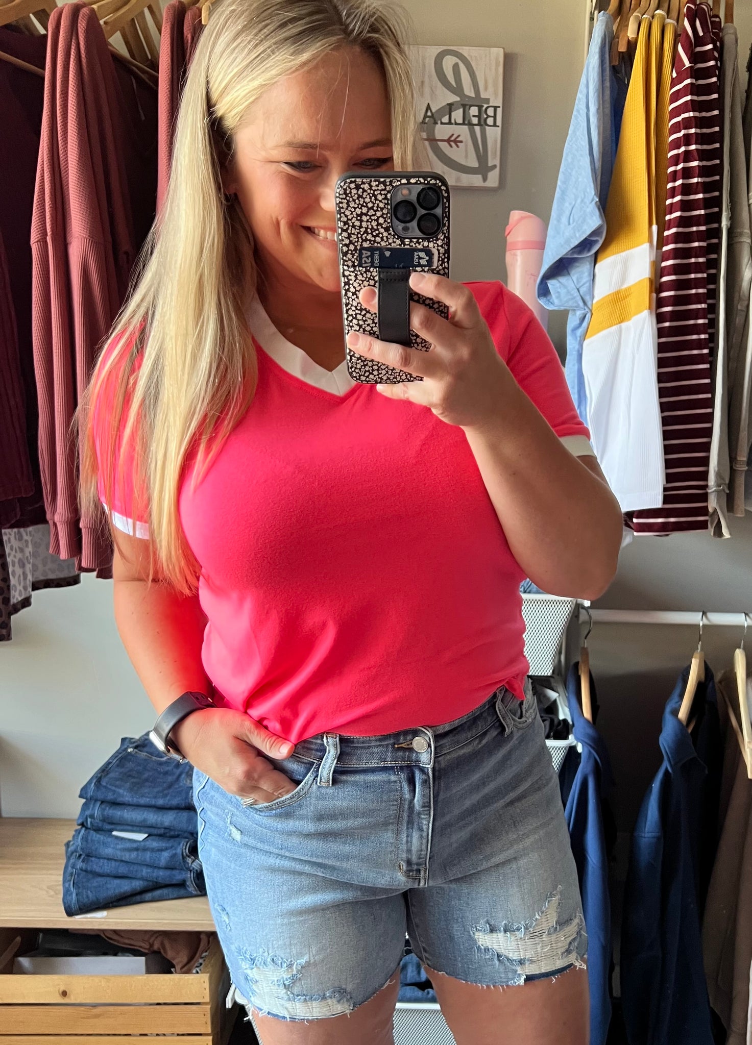 Hallie Neon Pink V-Neck