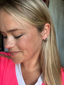 White Gold Filled Wide Huggie Earrings