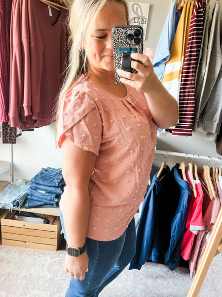 Chelsea Jacquard Round Neck Short Sleeved Solid Color Chiffon Shirt