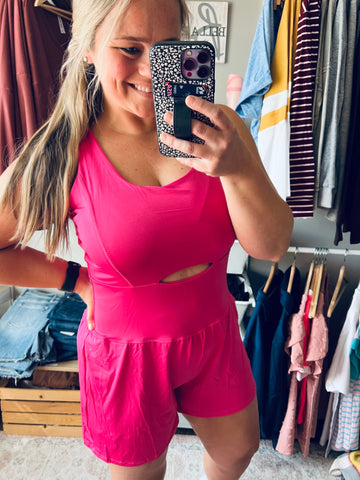 Hot Pink Athletic Romper