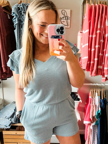 Jaycee Ribbed Keyhole Back Romper