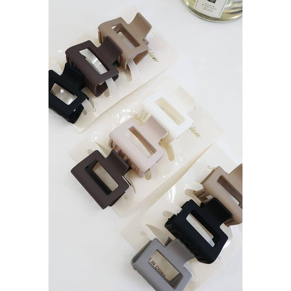 3 Pack Of  Neutral Color Mini Rectangle Hair Claw Set