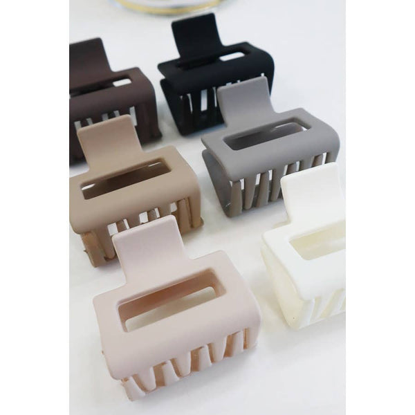 3 Pack Of  Neutral Color Mini Rectangle Hair Claw Set