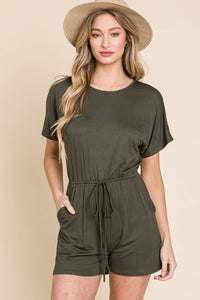 Laney RELAXED SOLID ROMPER: OLIVE