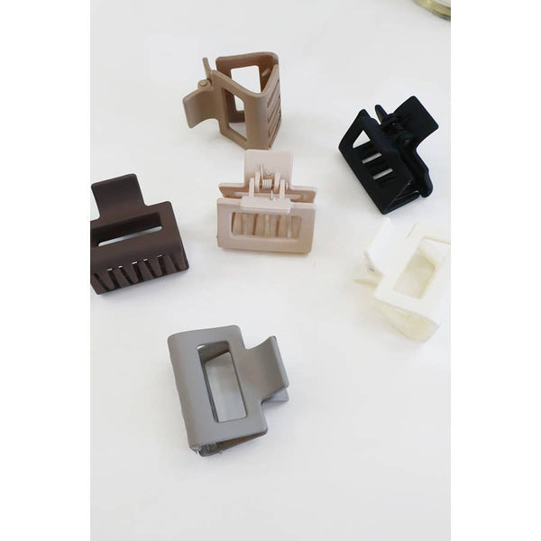 3 Pack Of  Neutral Color Mini Rectangle Hair Claw Set