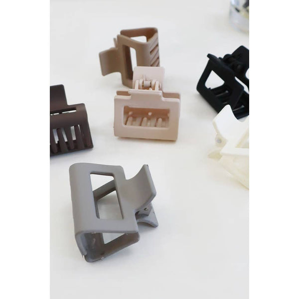 3 Pack Of  Neutral Color Mini Rectangle Hair Claw Set